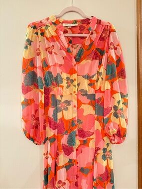 Taylor Pink Floral Multi-Color Long Sleeve Maxi Dress